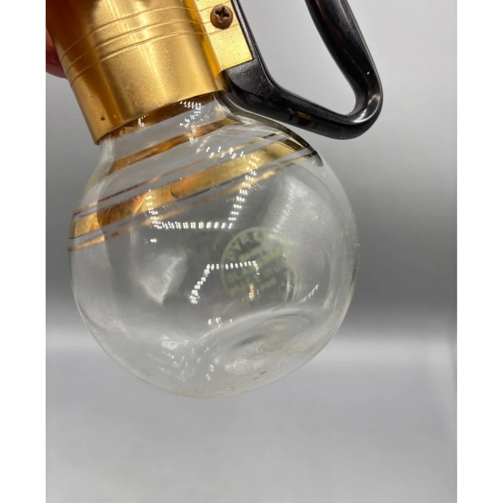 Vintage Pyrex Silex Glass Carafe Gold Banded Small Coffee Server with Handle